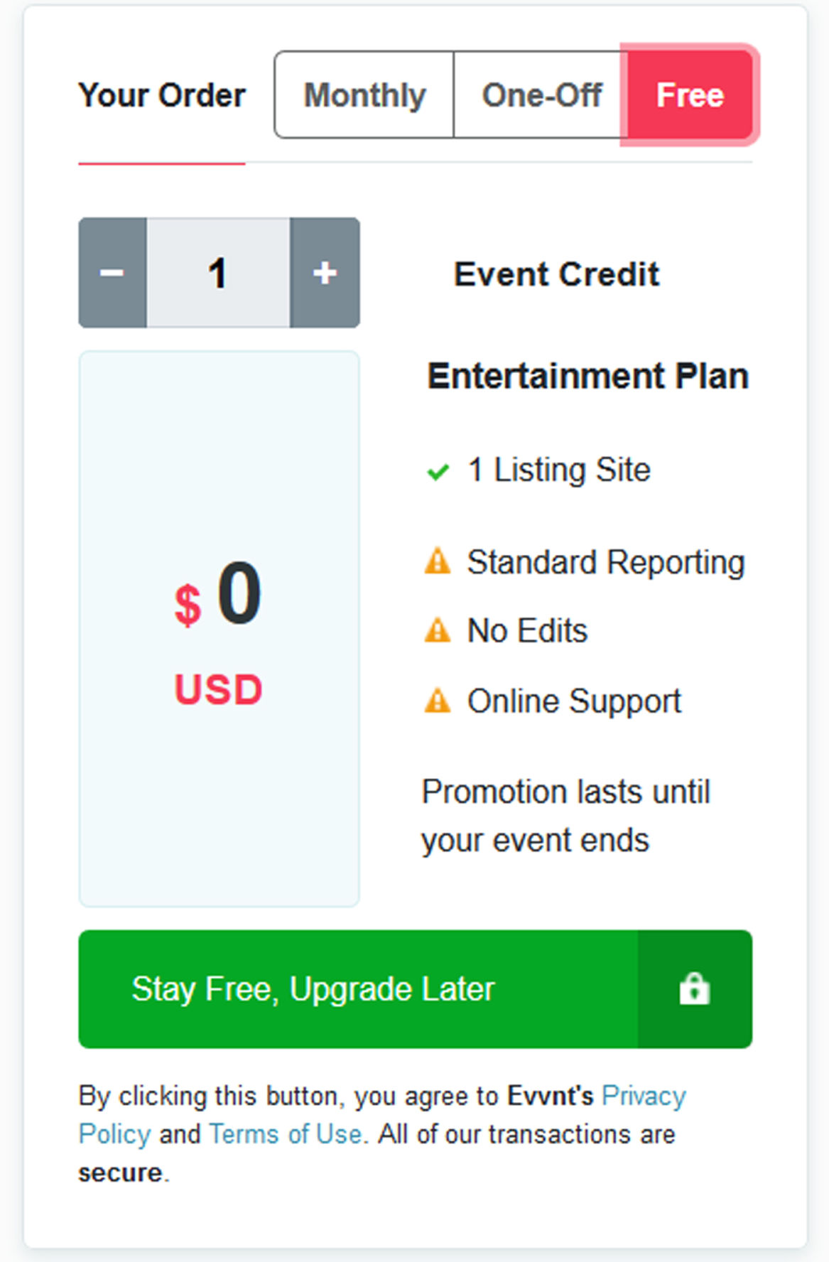 Checkout screen